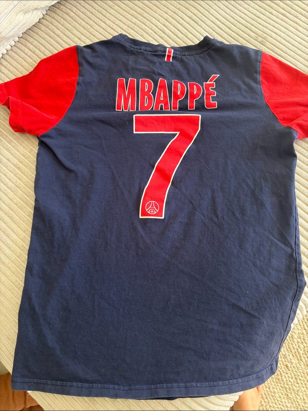 Paris Saint-Germain Kids' Navy & Red Short Sleeve MBAPPÉ Soccer Tee